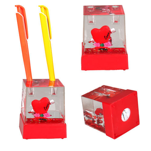 Işıklı Müzikli Kalemlik Küp Kar Küresi - OFİSOMİ-S (1)