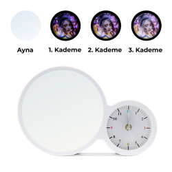 Kademeli Işıklı Sihirli Led Ayna Çerçeve-Saatli - 1