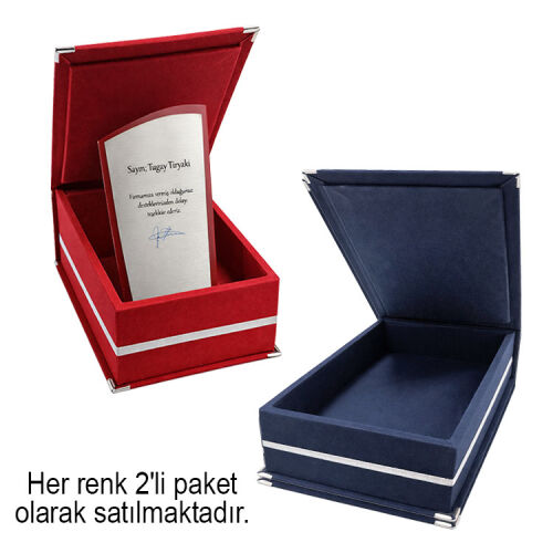 Kadife Kristal Cam Plaket Kutusu - 16x25cm. - OFİSOMİ-T