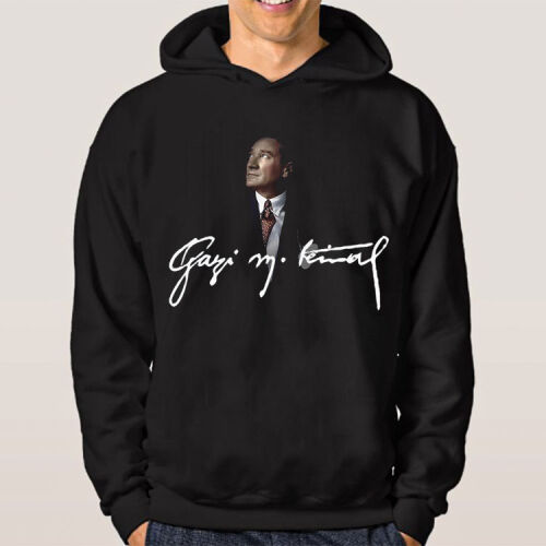 Kapşonlu Siyah Sweatshirt - 2