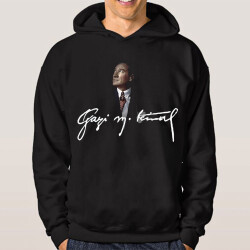 Kapşonlu Siyah Sweatshirt - 2