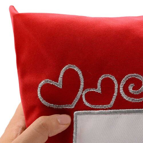 Kare Kırmızı Süet Yastık (Seni Seviyorum) - OFİSOMİ-T (1)