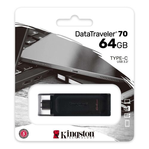 Kingston DT70 64GB USB-C 3.2 Gen 1 Type-C Flash Bellek - KINGSTON (1)