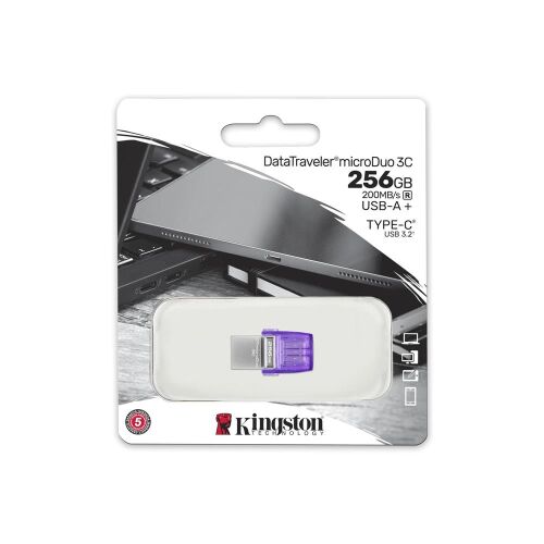 Kingston DTDUO3CG3-256GB DataTraveler microDuo 3C 200MB-s dual USB-A + USB-C Flash Bellek - KINGSTON (1)