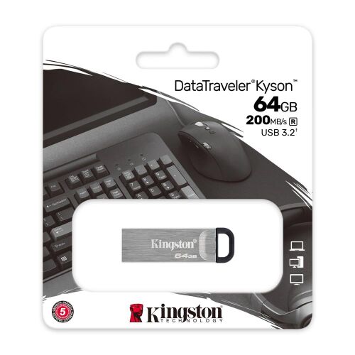 Kingston DTKN-64GB 64GB DataTraveler Kyson 200MB-s Metal USB 3.2 Gen 1 Flash Bellek - KINGSTON (1)