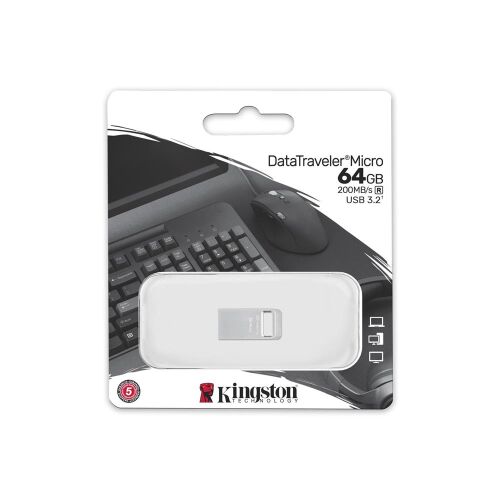 Kingston DTMC3G2-64GB DataTraveler Micro 200MB-s Metal USB 3.2 Gen 1 Flash Bellek - 2