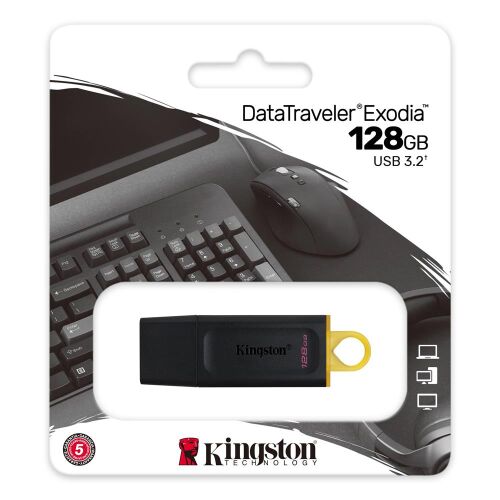 Kingston DTX-128GB 128Gb USB3.2 Gen1 DataTraveler Exodia (Black + Yellow) Flash Bellek - KINGSTON