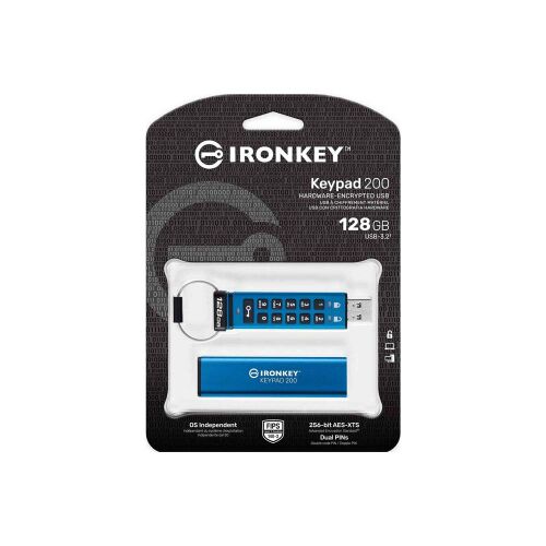 Kingston IKKP200-128GB 128GB IronKey Keypad 200, FIPS 140-3 Lvl 3 (Pending) Flash Bellek - 2