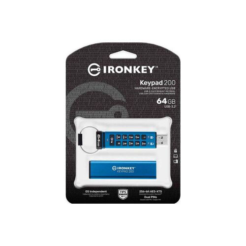 Kingston IKKP200-64GB 64GB IronKey Keypad 200, FIPS 140-3 Lvl 3 (Pending) Flash Bellek - 2