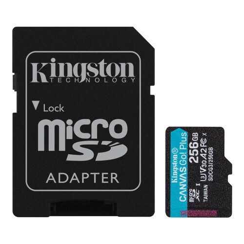 Kingston SDCG3-256GB 256GB microSDXC Canvas Go Plus 170R A2 U3 V30 Card + ADP Hafıza Kartı - 1