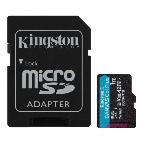 Kingston SDCG4-1TB 1TB microSDXC Canvas Go Plus Gen4 200MB-s A2 U3 V30 Card + ADP Hafıza Kartı - KINGSTON (1)
