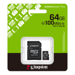 KINGSTON SDCS3/64GB, Canvas Select Plus Gen3 A1, 100Mb/s, MicroSD Kart Bellek (SD Adaptörlü) - 1