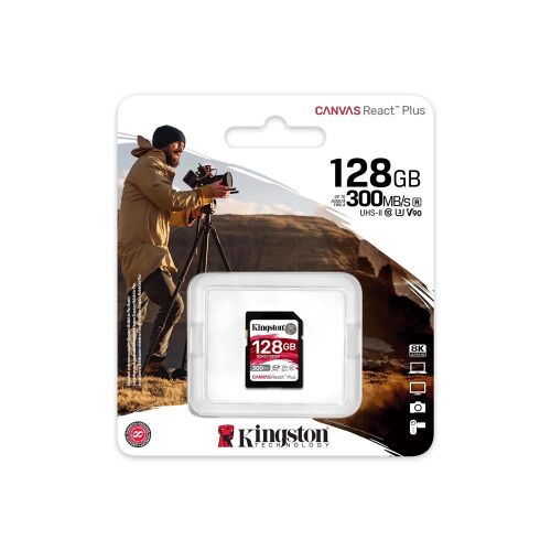 Kingston SDR2-128GB Canvas React Plus SDXC UHS-II 300R-260W U3 V90 for Full HD-4K-8K Hafıza Kartı - KINGSTON (1)