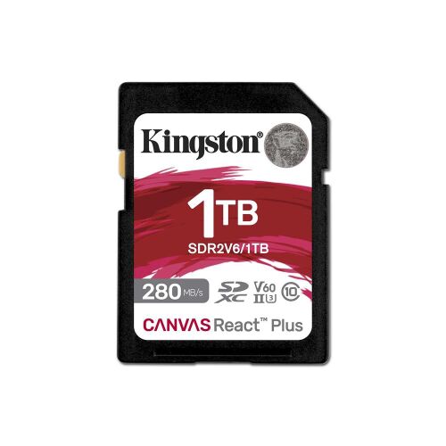 Kingston SDR2V6-1TB Canvas React Plus SDXC UHS-II 280R-150W U3 V60 for Full HD-4K SD Hafıza Kartı - KINGSTON