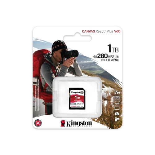 Kingston SDR2V6-1TB Canvas React Plus SDXC UHS-II 280R-150W U3 V60 for Full HD-4K SD Hafıza Kartı - KINGSTON (1)