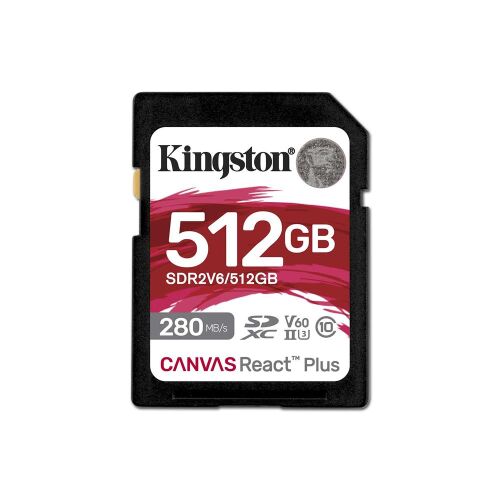 Kingston SDR2V6-512GB Canvas React Plus SDXC UHS-II 280R-150W U3 V60 for Full HD-4K SD Hafıza Kartı - 1