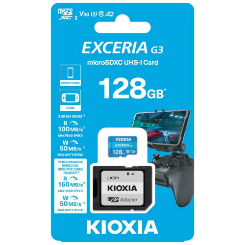 KIOXIA 128GB ExceriaG2, LMEX3L128GG2, A2 V30 4K, CL10, 160Mb/s, MicroSD Kart Bellek (SD Adaptörlü) - Kioxia