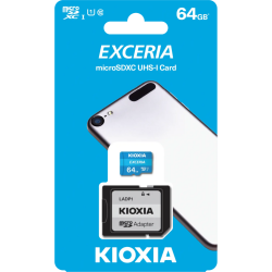 KIOXIA 64GB Exceria, LMEX1L064GG2, UHS-1, CL10, 100Mb/s, MicroSD Kart Bellek (SD Adaptörlü) - 1