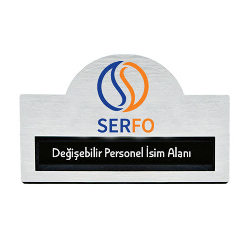 Kubbeli Sürgülü Metal Yaka İsimliği (gümüş) - OFİSOMİ-S