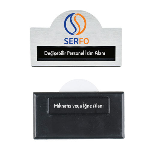 Kubbeli Sürgülü Metal Yaka İsimliği (gümüş) - 3