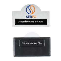 Kubbeli Sürgülü Metal Yaka İsimliği (gümüş) - 4