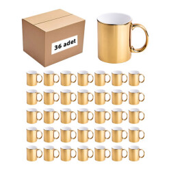 Kutusuz 1 Koli Sublimasyon Porselen Altın Metalik Kupa (36 Adet) - 2