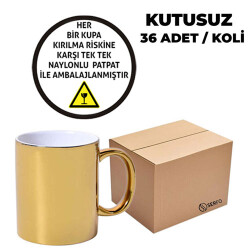 Kutusuz 1 Koli Sublimasyon Porselen Altın Metalik Kupa (36 Adet) - 3