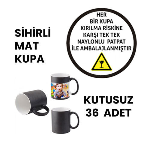 Kutusuz 1 Koli Sublimasyon Porselen Mat Siyah Kupa (36 adet) - 4