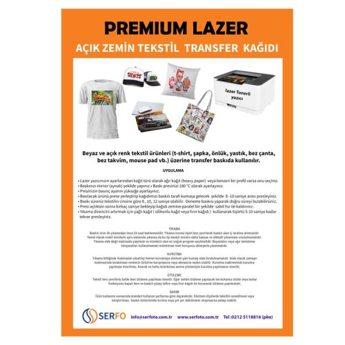 Lazer Premium Açık Zemin Tekstil Transfer Kağıdı A4 (1 adet ) - OFİSOMİ-S