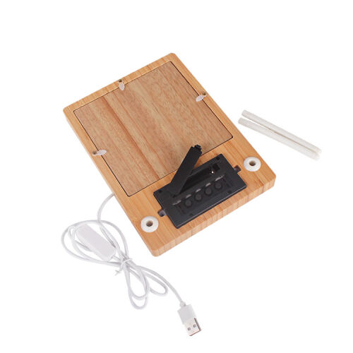 Fotoğraflı Led Işıklı Sihirli Ayna Bambu Saat Takvim Fotoğraf Çerçevesi - 4