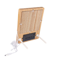 Fotoğraflı Led Işıklı Sihirli Ayna Bambu Saat Takvim Fotoğraf Çerçevesi - 5