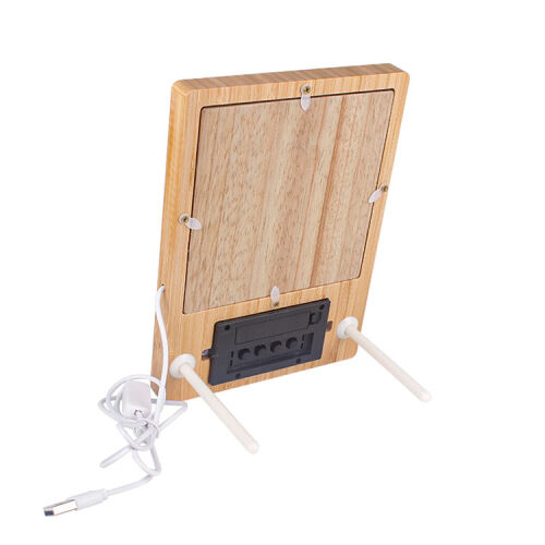 Fotoğraflı Led Işıklı Sihirli Ayna Bambu Saat Takvim Fotoğraf Çerçevesi - 5