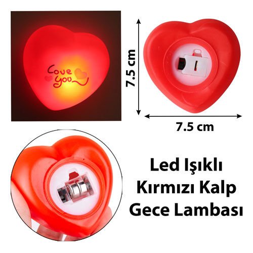 Led Işıklı Kırmızı Kalp Gece Lambası (Love You Temalı) - OFİSOMİ-S (1)