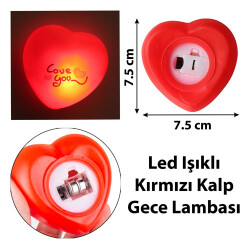 Led Işıklı Kırmızı Kalp Gece Lambası (Love You Temalı) - 2