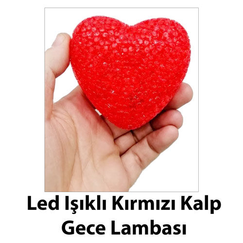 Led Işıklı Silikon Kırmızı Kalp Gece Lambası - OFİSOMİ-S