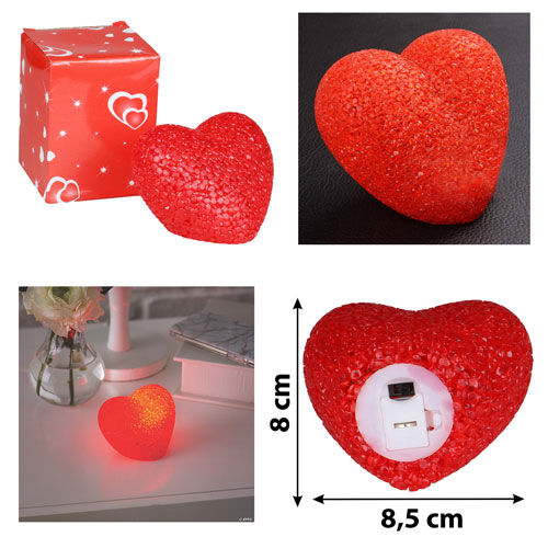 Led Işıklı Silikon Kırmızı Kalp Gece Lambası - OFİSOMİ-S (1)