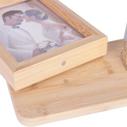 LED'li Ahşap Güllü Cam Fanus Çerçeve - 3