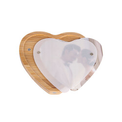 LED'li Ahşap Kalpli Güllü Cam Fanus Çerçeve - 4