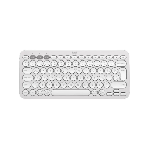 LOGITECH K380S, Pebble Keys 2, Beyaz, 920-011860, Bluetooth, Türkçe, Q, Multimedya, Mini Klavye - Logitech