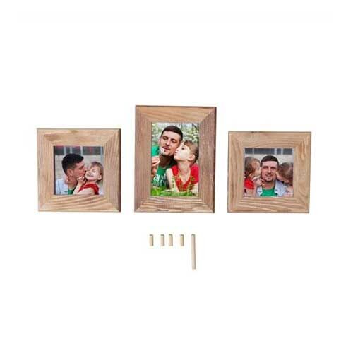 Masaüstü Eskitme Ahşap Fotoğraf Çerçevesi - Üçlü - 4