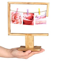 Masaüstü Tek İpli Mandallı Ahşap Fotoğraf Çerçevesi - 1