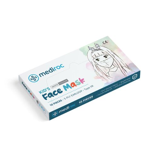 Mediroc (Wexta) (Kız-Erkek) Beyaz STL3PLY Melt Blown Koruyucu Çocuk Maskesi 10lu - MEDIROC