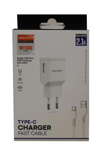 Megatech MT-EC03 2.1A Micro Usb TYPE-C Kablo+ Ev Şarj Adaptörü Hızlı Şarj - 1
