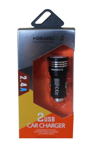 Megatech T05-M24 Renkli 2.4A 2Usb Çelik Araç Şarj Aleti - 1