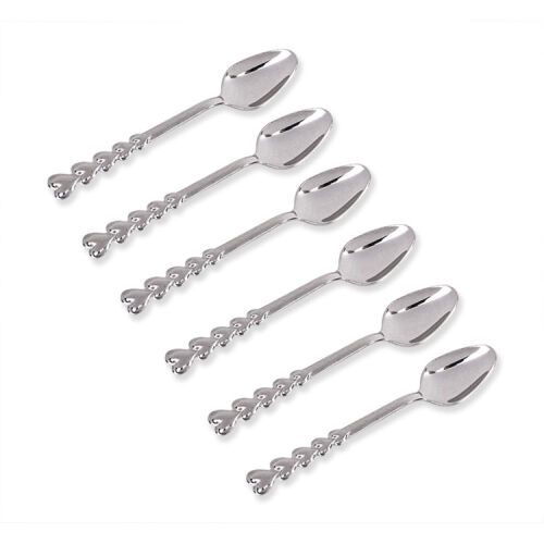 Metal Çay Kaşığı Kalpli 6'lı - OFİSOMİ-T