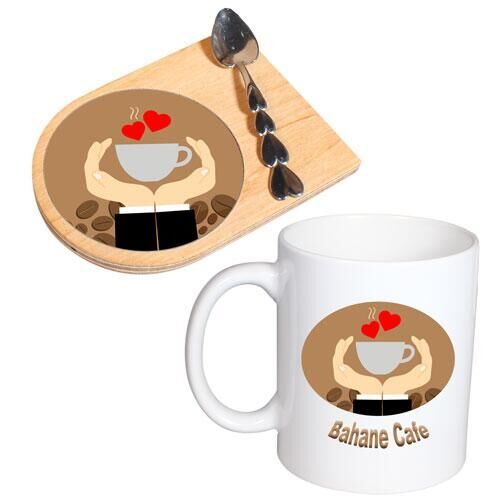 Metalli Kaşıklı Ahşap Kupa Altlığı - OFİSOMİ-S (1)