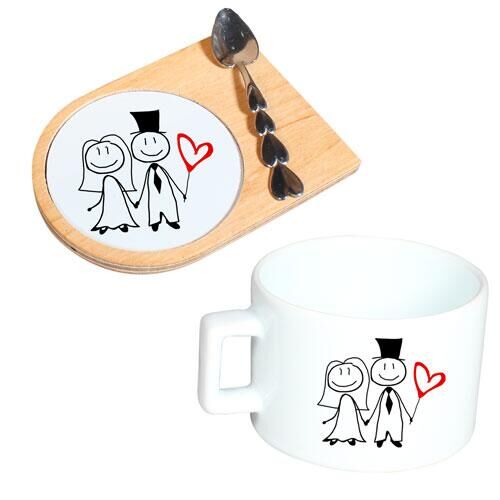 Metalli Kaşıklı Ahşap Kupa Altlığı - 4