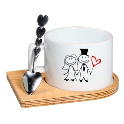 Metalli Kaşıklı Ahşap Kupa Altlığı - 5