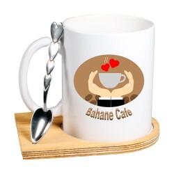 Metalli Kaşıklı Ahşap Kupa Altlığı - 6