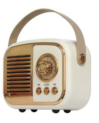 Mikado MD-24BT Echoes 3W 800mAh Beyaz Usb+TF Kart+Bluetooth Destekli Klasik Retro Müzik Kutusu - 1